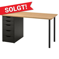 IKEA ANFALLARE / ALEX skrivebord med skuffemodul 140x65 cm bambus/sortbrun IKEA ANFALLARE / ALEX skrivebord med skuffemodul 140x65 cm bambus/sortbrun