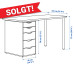 IKEA ANFALLARE / ALEX skrivebord med skuffemodul 140x65 cm bambus/sortbrun